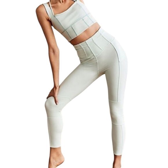 NWT Free People Keep It Up Leggings Light Blue Mint High-Waisted size M - Picture 1 of 11
